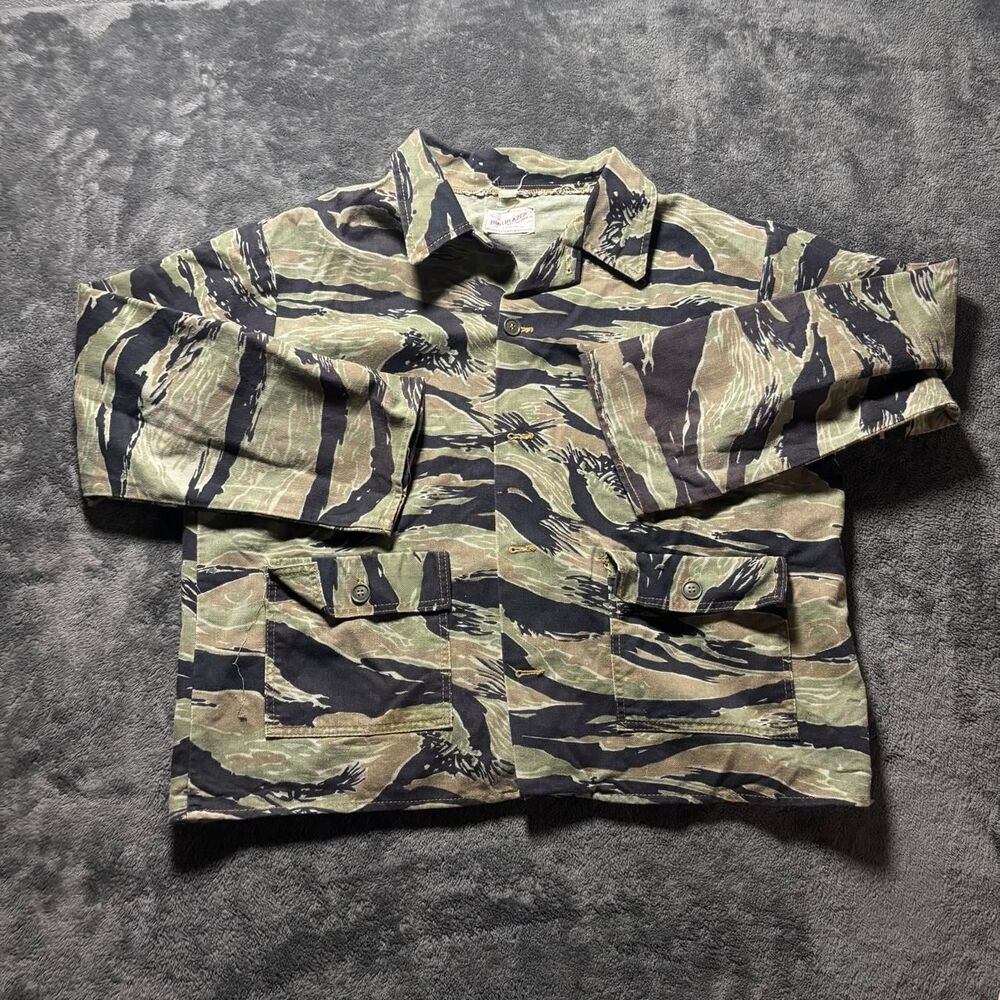 60s Winchester Trailblazer Tiger Stripe Camo Hunting Shirt-Jacket XL